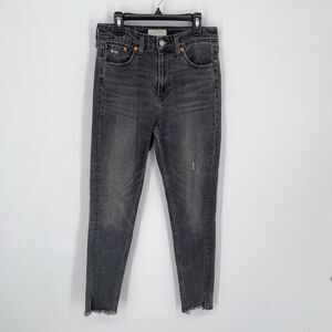 Levi's Altered 721 High Rise Skinny Jeans Womens 27 Partial Raw Hem Faded Black